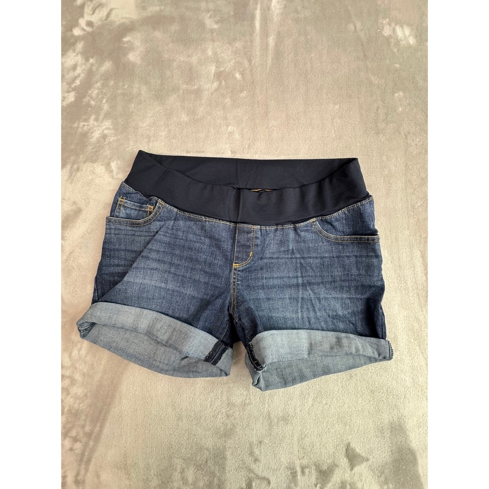 Liz Lange Maternity Target Dark Wash Cuffed Denim‎ Shorts Under Belly Small